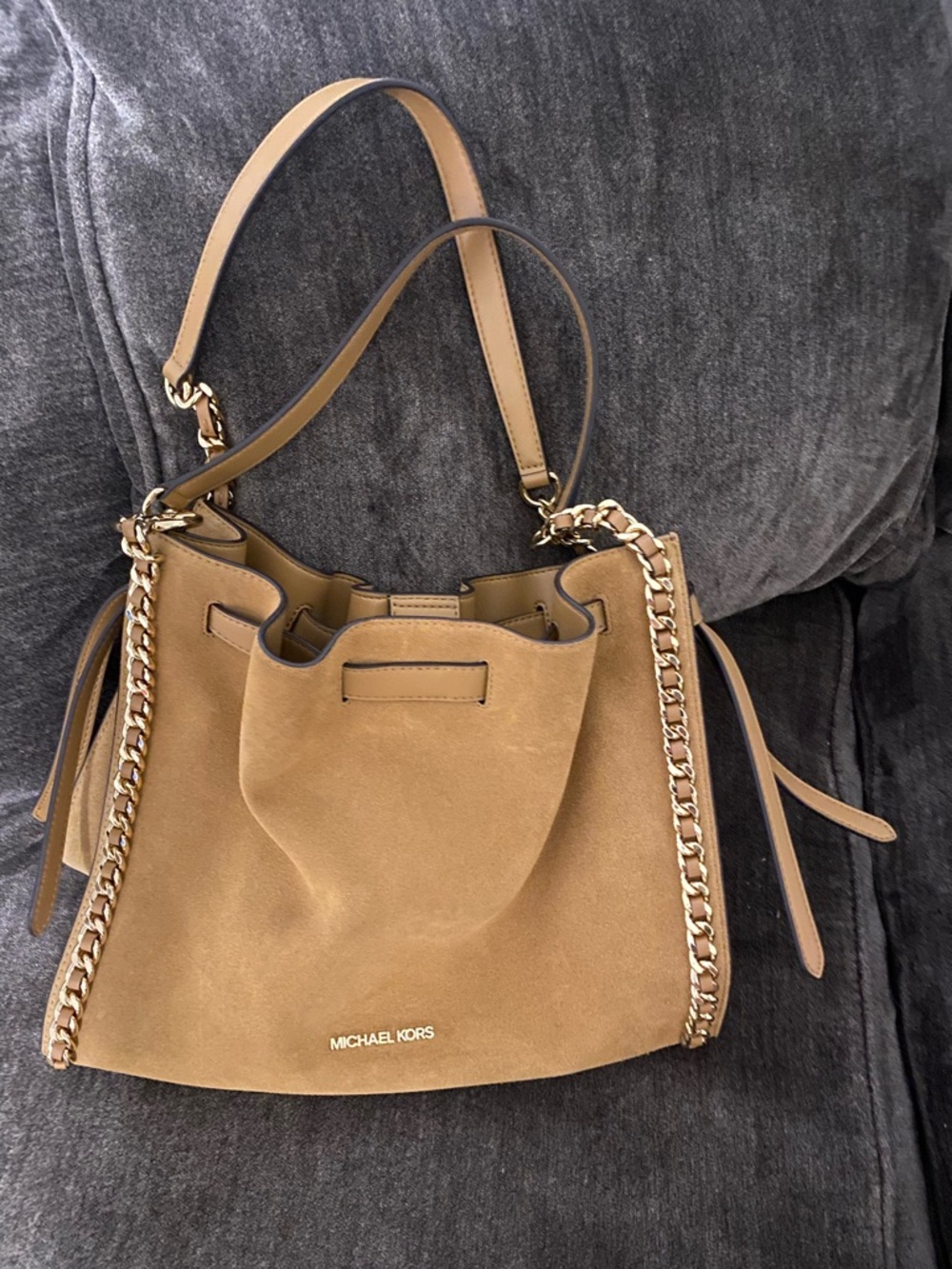 Michael Kors Mina Large Suede Chain Shoulder Bag